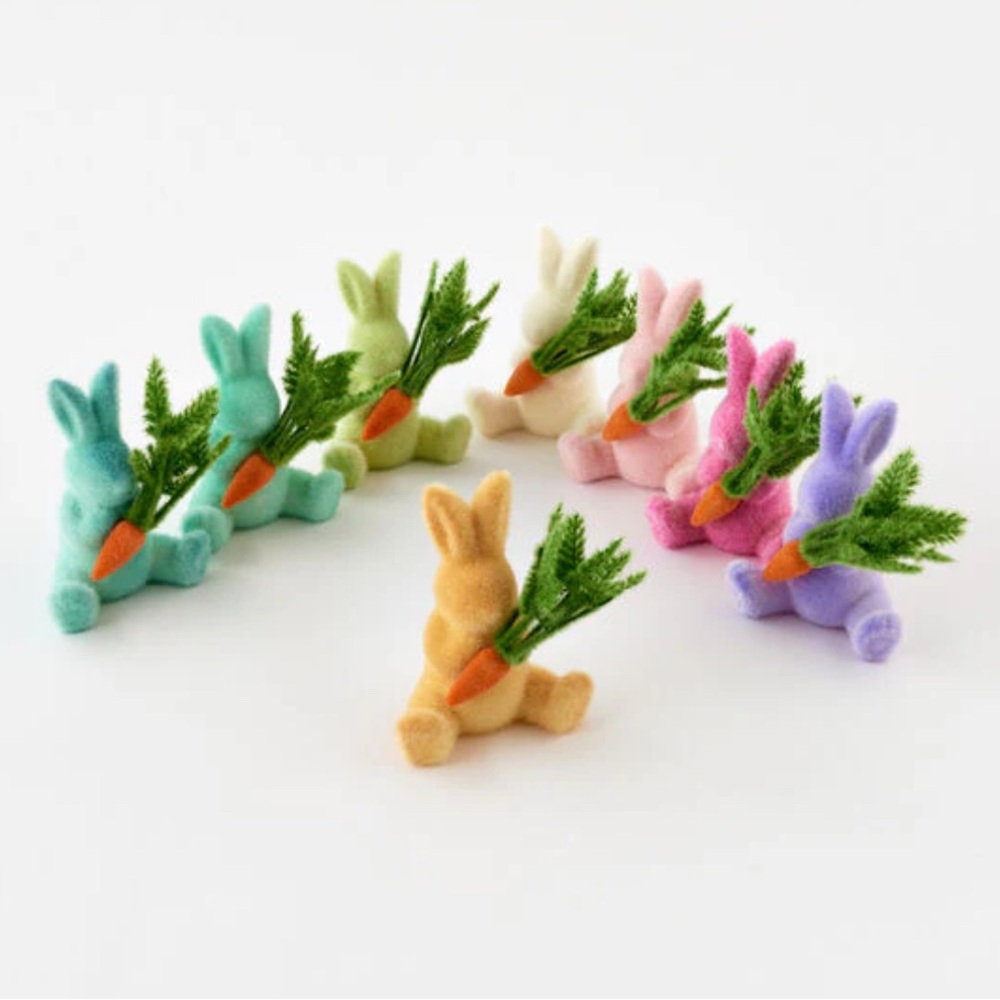 One Hundred80 degrees brand Colorful Bunny Figurines with Carrots